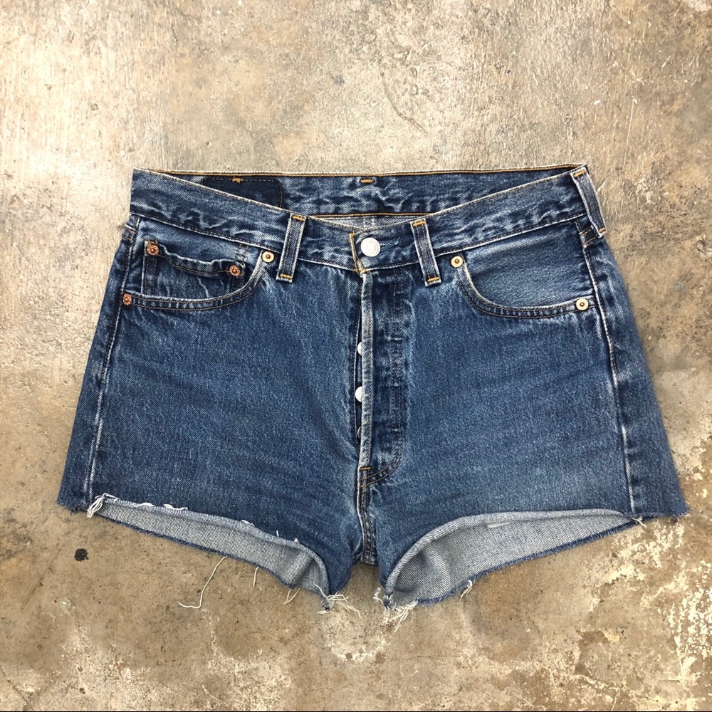 Levis Denim Shorts Jeans Button Fly Blue High Rise